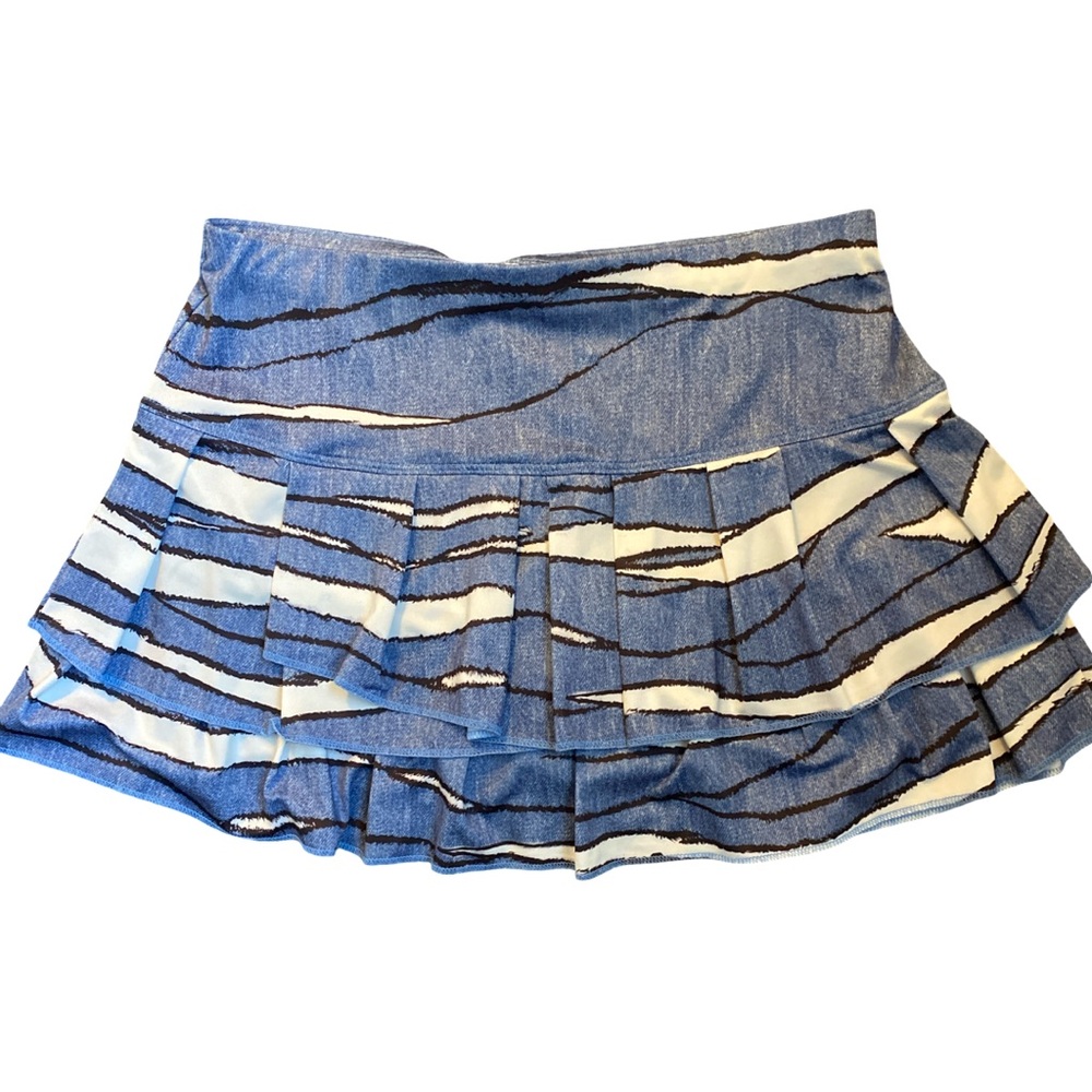 Love Blue and White Patterned Skort - S blue white , Polyester spandex